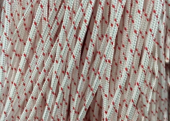 Blanco cuerda doble 3/8 del poliéster de la trenza de 6 - de 10m m adentro con los trazalíneas rojos